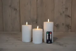Anna's Collection LED stompkaars met afstandsbediening Majon wit D 7,5 H 10 / 12, 5 / 15 cm 3 stuks
