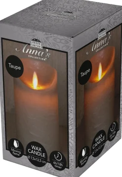 Anna's Collection LED stompkaars Rustiek taupe D 7,5 H 12,5 cm