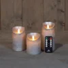 Anna's Collection LED stompkaars Rustiek zilver D 7,5 H 10 / 12,5 / 15 cm 3 stuks