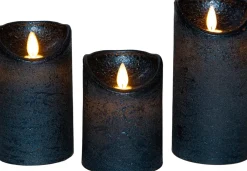 Anna's Collection LED stompkaars blauw D 7,5 H 15 cm 3 stuks