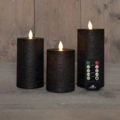Anna's Collection LED stompkaars zwart D 7,5 H 15 cm 3 stuks
