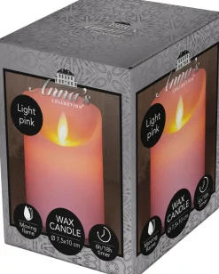 Anna's Collection LED stompkaars Rustiek roze D 7,5 H 10 cm