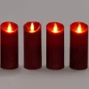 Anna's Collection LED stompkaars Rustiek rood D 5,2 H 12,5 4 stuks