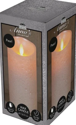 Anna's Collection LED stompkaars Rustiek parel D 7,5 H 15 cm