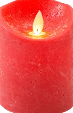 Anna's Collection LED stompkaars met timer Rustiek rood D 7,5 H 10 cm