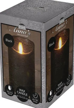 Anna's Collection LED stompkaars Rustiek zwart D 7,5 H 12,5 cm