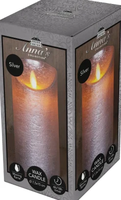 Anna's Collection LED stompkaars met timer zilver D 7,5 H 15 cm