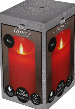 Anna's Collection LED stompkaars met timer Rustiek rood D 7,5 H 12,5 cm