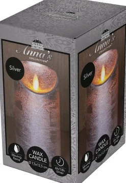 Anna's Collection LED stompkaars met timer zilver D 7,5 H 12,5 cm