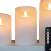Anna's Collection LED stompkaars oplaadbaar wit met afstandsbediening D 7,5 H 10 / 12,5 / 15 cm 3 stuks