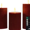 Anna's Collection LED stompkaars Rib met timer bordeaux D 7,5 H 12,5 cm
