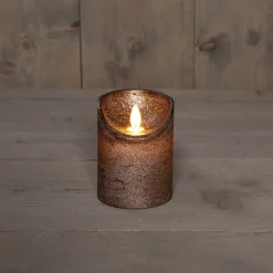 Anna's Collection LED stompkaars met timer brons D 7,5 H 10 cm
