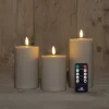 Anna's Collection led stompkaars Riba taupe D 7,5 H 10 / 12,5 / 15 cm 3 stuks