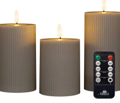 Anna's Collection led stompkaars Riba taupe D 7,5 H 10 / 12,5 / 15 cm 3 stuks