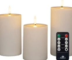 Anna's Collection led stompkaars Riba wit D 7,5 H 10 / 12,5 / 15 cm 3 stuks