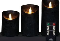 Anna's Collection LED stompkaars oplaadbaar zwart met afstandsbediening D 11 H 19,5 cm 3 stuks