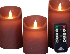 Anna's Collection LED stompkaars Rustiek oud roze D 7,5 H 10 / 12,5 / 15 cm 3 stuks