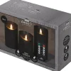 Anna's Collection LED stompkaars Rustiek zwart D 7,5 H 10 / 12, 5 / 15 cm 3 stuks