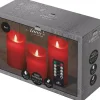 Anna's Collection LED stompkaars Rustiek rood D 7,5 H 10 / 12,5 / 15 cm 3 stuks