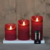 Anna's Collection led stompkaars Dinu rood D 7,5 H 10 / 12,5 / 15 cm 3 stuks
