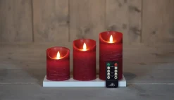 Anna's Collection led stompkaars Dinu rood D 7,5 H 10 / 12,5 / 15 cm 3 stuks