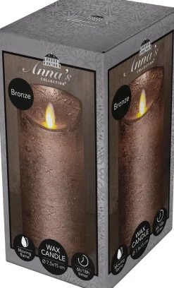 Anna's Collection LED stompkaars met timer brons D 7,5 H 15 cm