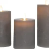 Anna's Collection LED stompkaars taupe D 8 H 15 cm 3 stuks