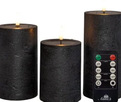 Anna's Collection LED stompkaars zwart D 8 H 15 cm 3 stuks
