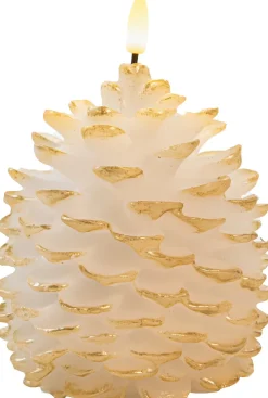 Anna's Collection LED stompkaars Podo dennenappel wit D 14 H 12,5 cm