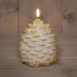 Anna's Collection LED stompkaars Podo dennenappel wit D 14 H 12,5 cm