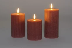 Anna's Collection led stompkaars Riba roze D 7,5 H 10 / 12,5 / 15 cm 3 stuks