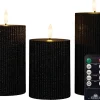 Anna's Collection led stompkaars Riba zwart D 7,5 H 10 / 12,5 / 15 cm 3 stuks