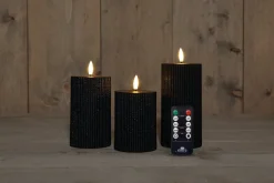 Anna's Collection led stompkaars Riba zwart D 7,5 H 10 / 12,5 / 15 cm 3 stuks