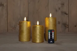 Anna's Collection led stompkaars Dinu goud D 7,5 H 10 / 12,5 / 15 cm 3 stuks