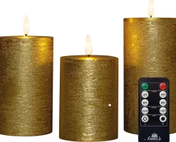 Anna's Collection led stompkaars Dinu goud D 7,5 H 10 / 12,5 / 15 cm 3 stuks