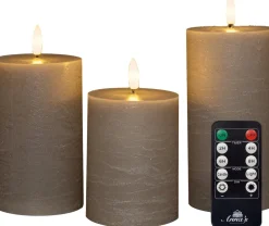 Anna's Collection led stompkaars Dinu taupe D 7,5 H 10 / 12,5 / 15 cm 3 stuks