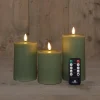 Anna's Collection led stompkaars Riba groen D 7,5 H 10 / 12,5 / 15 cm 3 stuks