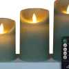 Anna's Collection led stompkaars Dinu groen D 7,5 H 10 / 12,5 / 15 cm 3 stuks