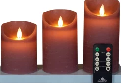 Anna's Collection LED stompkaars met oplaadstation roze D 7,5 H 10 / 12,5 / 15 cm 3 stuks