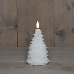 Anna's Collection LED stompkaars Tambu kerstboom wit D 9,5 H 15 cm