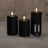 Anna's Collection LED stompkaars Swirl met timer zwart D 7,5 H 10 / 12,5 / 15 cm 3 stuks