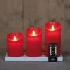 Anna's Collection LED stompkaars met oplaadstation rood D 7,5 H 10 / 12,5 / 15 cm 3 stuks