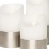 Anna's Collection LED stompkaars met afstandsbediening wit / zilver D 7,5 H 10 / 12,5 / 15 cm 3 stuks