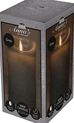 Anna's Collection LED stompkaars met timer grijs D 7,5 H 15 cm