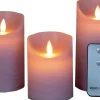 Anna's Collection led stompkaars Dinu paars D 7,5 H 10 / 12,5 / 15 cm 3 stuks