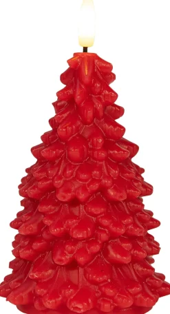 Anna's Collection LED stompkaars Tambu kerstboom rood D 9,5 H 15 cm