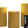 Anna's Collection LED stompkaars Rib met timer goud D 7,5 H 12,5 cm