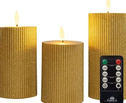 Anna's Collection LED stompkaars Rib met timer goud D 7,5 H 12,5 cm