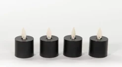 Anna's Collection LED uitbreidingsset waxinelicht met timer zwart D 3,8 H 6 cm 4 stuks
