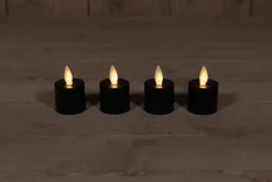 Anna's Collection LED uitbreidingsset waxinelicht met timer zwart D 3,8 H 6 cm 4 stuks